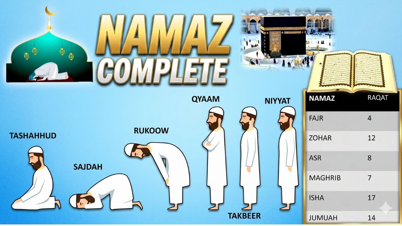 Full Namaz Steps And Practically Method Namaz & Complete Guide Hanafi