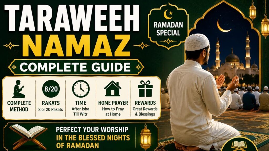 Taraweeh Namaz : Complete Method, Rakats, Time, Home Prayer & Rewards