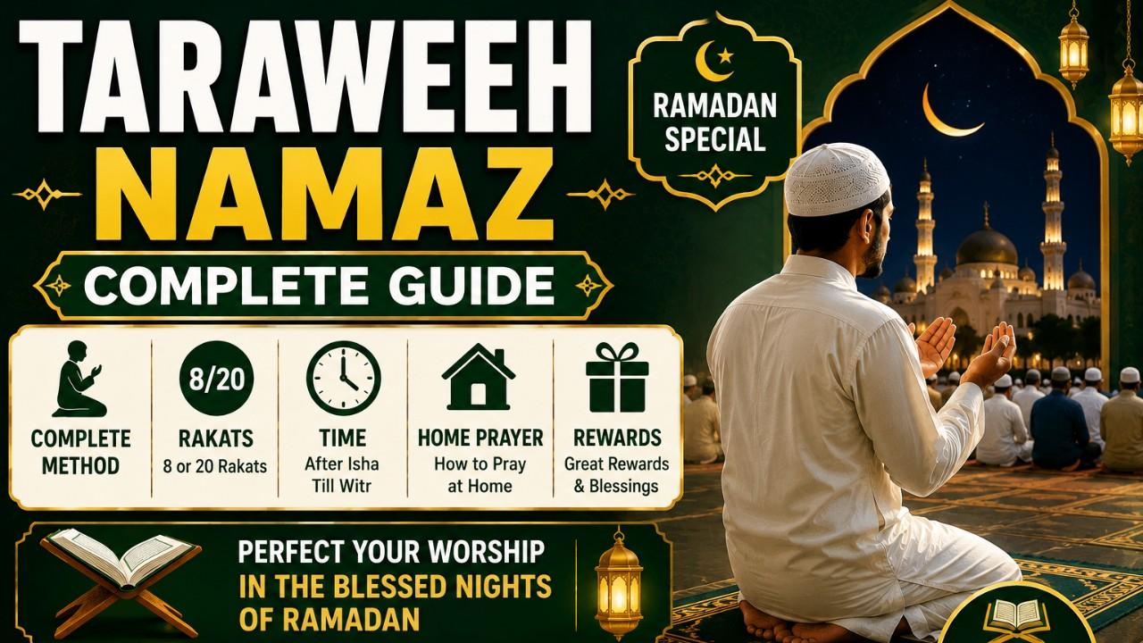 Taraweeh Namaz : Complete Method, Rakats, Time, Home Prayer & Rewards