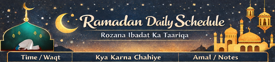 Ramadan Chart Daily Routine 2026: Sehri se Iftar tak Ibadat ka Mukammal Schedule