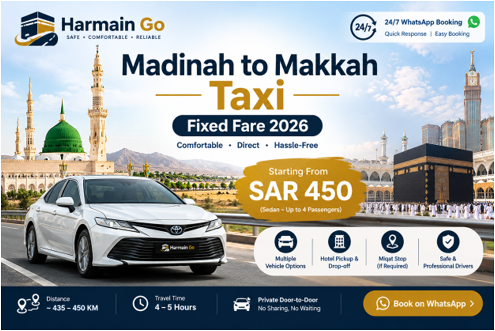 Makkah to Madinah Taxi: Private Transfer, Fare, Distance & Booking Guide